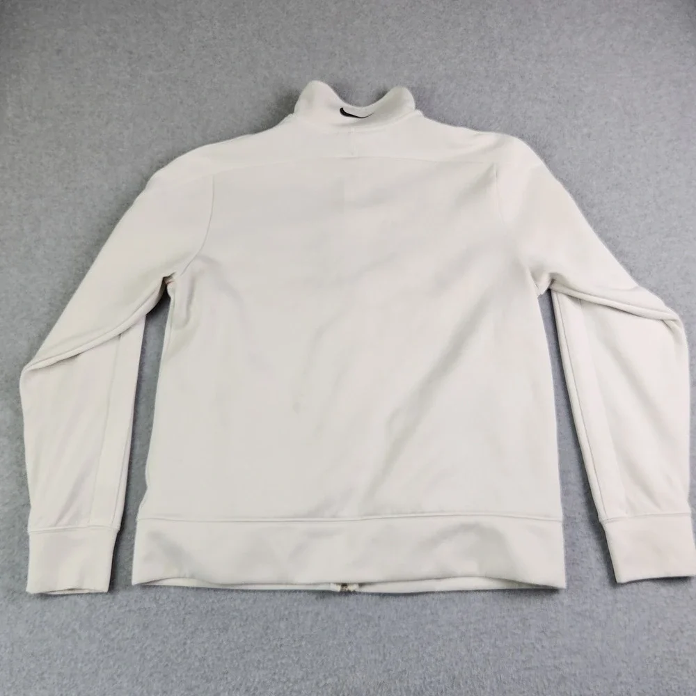 Nike Track Jacket Mens L Cream Red Stripe Golf Sport Dri-FIT Mesh Lined Full Zip